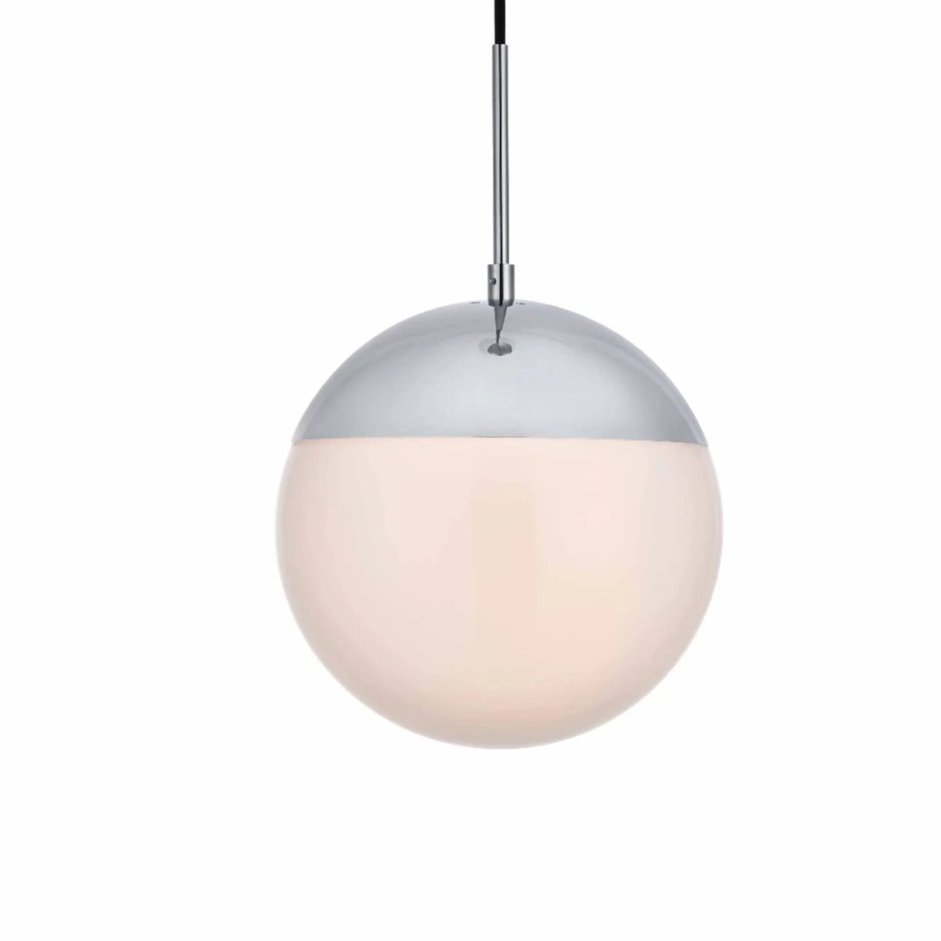 Living District Indoor Modern Home Decorative Bright Ceiling Eclipse 1 Light Chrome Pendant with Frosted White Glass