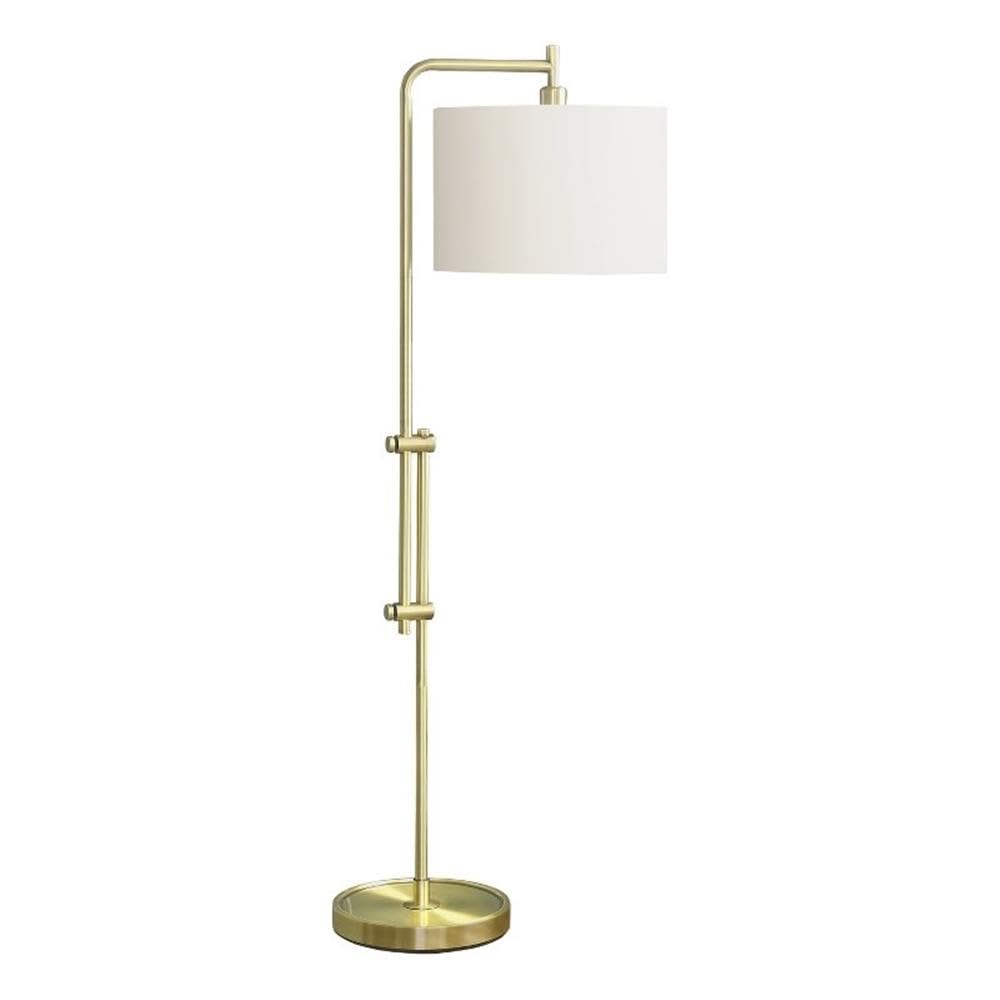 Monarch Specialties 9761 Cream, Contemporary Lighting 63&quot; H Floor Lamp Brass Metal Ivory Shade, 20&quot; L x 14&quot; W x 63.5&quot; H, Gold
