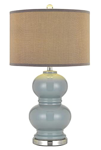 Cal Lighting Bo-2884Tb-2-Blu Transitional Two Light Table Lamp From Bergamo Collection In Bronze/Dark Finish, 16.00 Inches