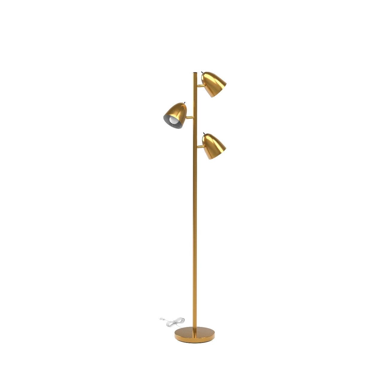 Brightech Jacob LED Floor Lamp, Adjustable 3-Light Tree, Antique Brass, Model BT-FL-JCB