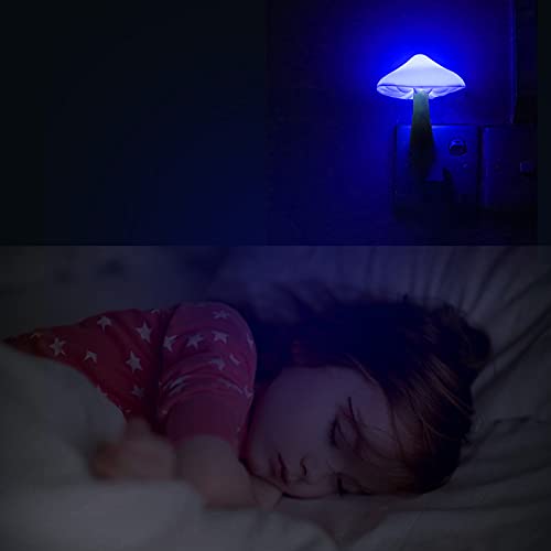 2Pack Sensor Led Night Light Plug In Lamp Mushroom Nightlight Cute Night Lights For Adults Kids Bedroom, Bathroom,Toilet,Hallway