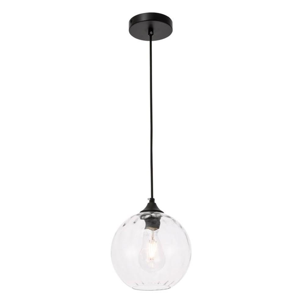 Living District Black/Clear Metal & Glass Pendant Light - 1-Light Design