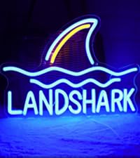 Tiabuy LED Shark Neon Sign - Acrylic Lager Light for Home Bar, 17 x 9.5 inch, Blue (Landshark), Model TB-NS-W-02