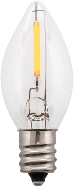 Creative Hobbies LED Night Light Bulbs, C7 Candelabra Base, 4W-7W, Clear White, Model 18340, Indoor/Outdoor Use
