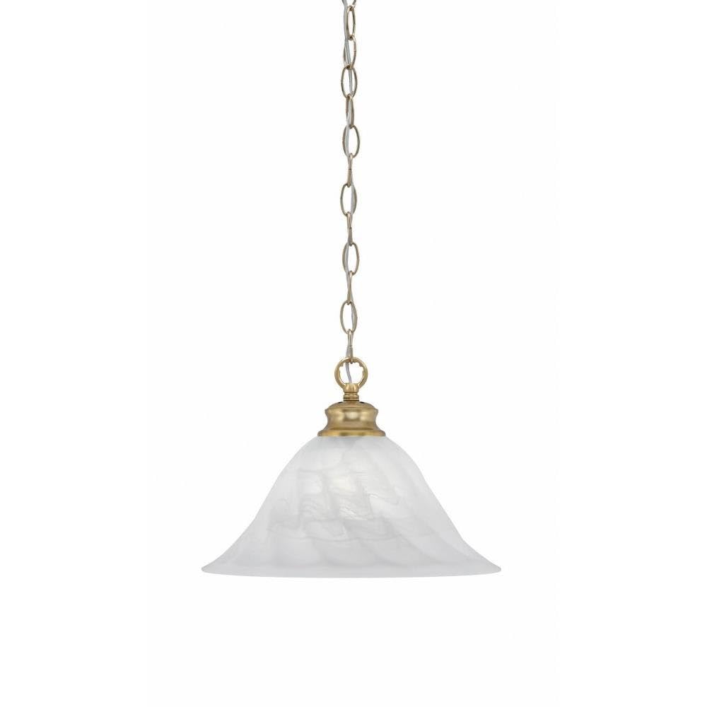 Toltec Lighting 92-NAB-5731 Chain - 1 Light Chain Hung Pendant-9.75 Inches Tall and 14 Inches Wide, Finish Color: New Age Brass, Glass Color: White Alabaster Swirl