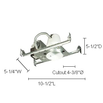 Jesco Lighting Lv4000Ba 10.5" Low Voltage Non Ic Airtight Universal Housing For New Construction, Silver Finish