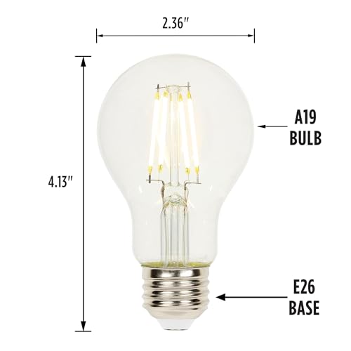 Westinghouse 5257020 4.5 Watt (40 Watt Equivalent) A19 Dimmable Clear Filament Led Light Bulb, Medium Base, 6 Pack
