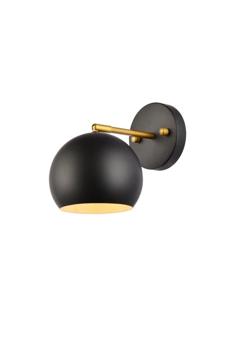 Living District Othello 1-Light Mid-Century Metal Wall Sconce in Black and Brass