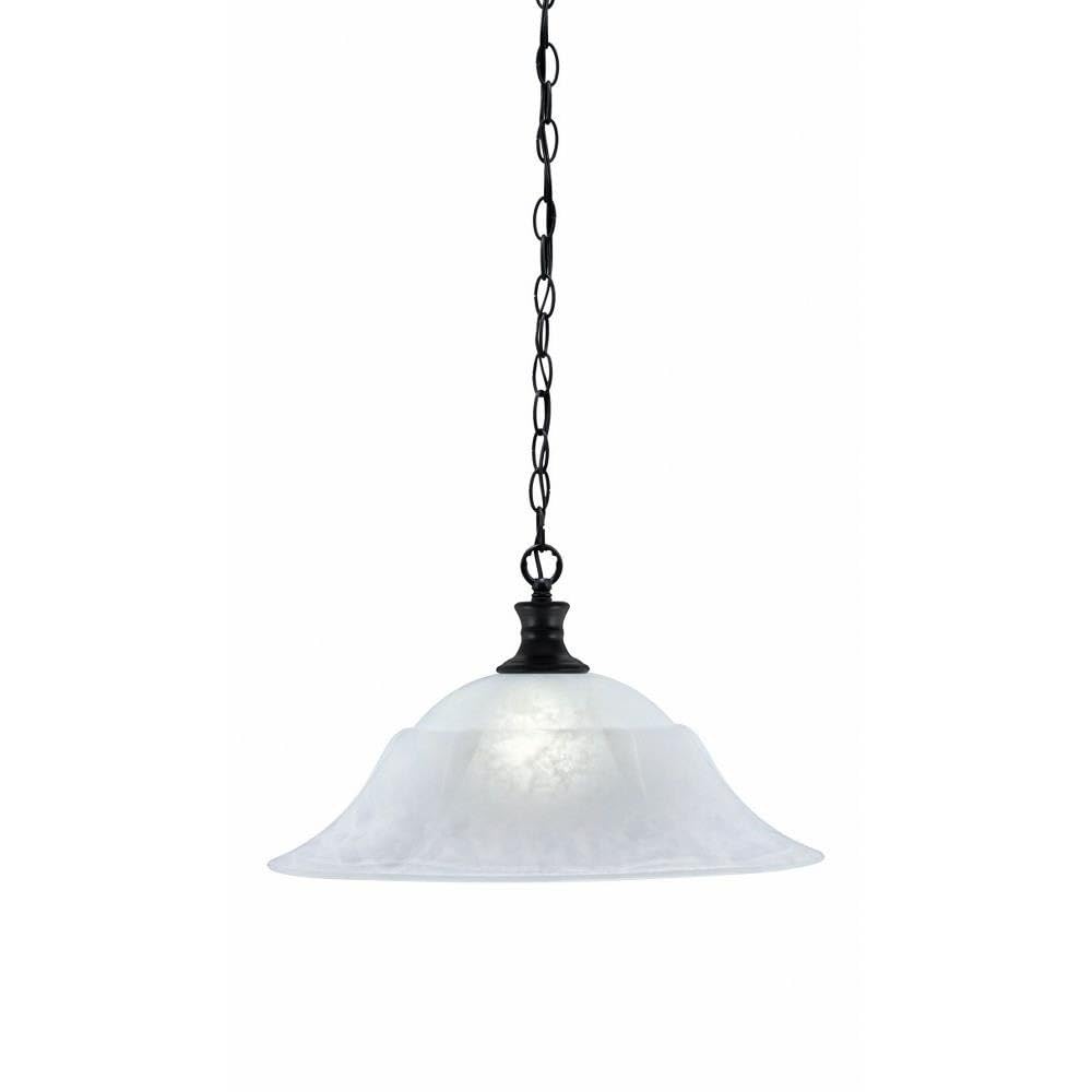 Toltec Lighting 96-MB-53815 Chain - 1 Light Chain Hung Pendant-11.25 Inches Tall and 20 Inches Wide, Finish Color: Matte Black, Glass Color: White Marble