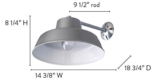 Canarm BL14CWS All Weather Light, 1-Bulb Ceiling/Wall Mount, Clear Glass Globe, Medium Size, Gray