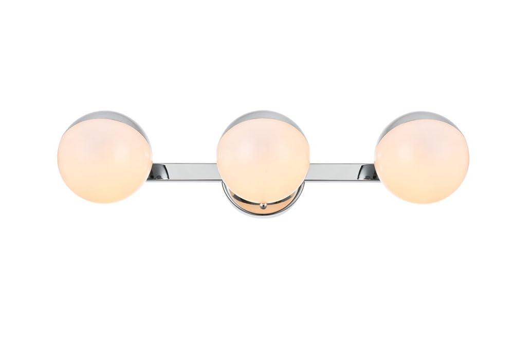 Living District Majesty 3-Light Metal Bath Sconce in Chrome/Frosted White