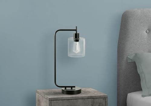 Monarch Specialties 9637 Lightingtable Lamp, Usb Port Included, Black Metal, Glass Shade, Modern Lighting-20 H Table, 9" L X 6" W X 19.75" H