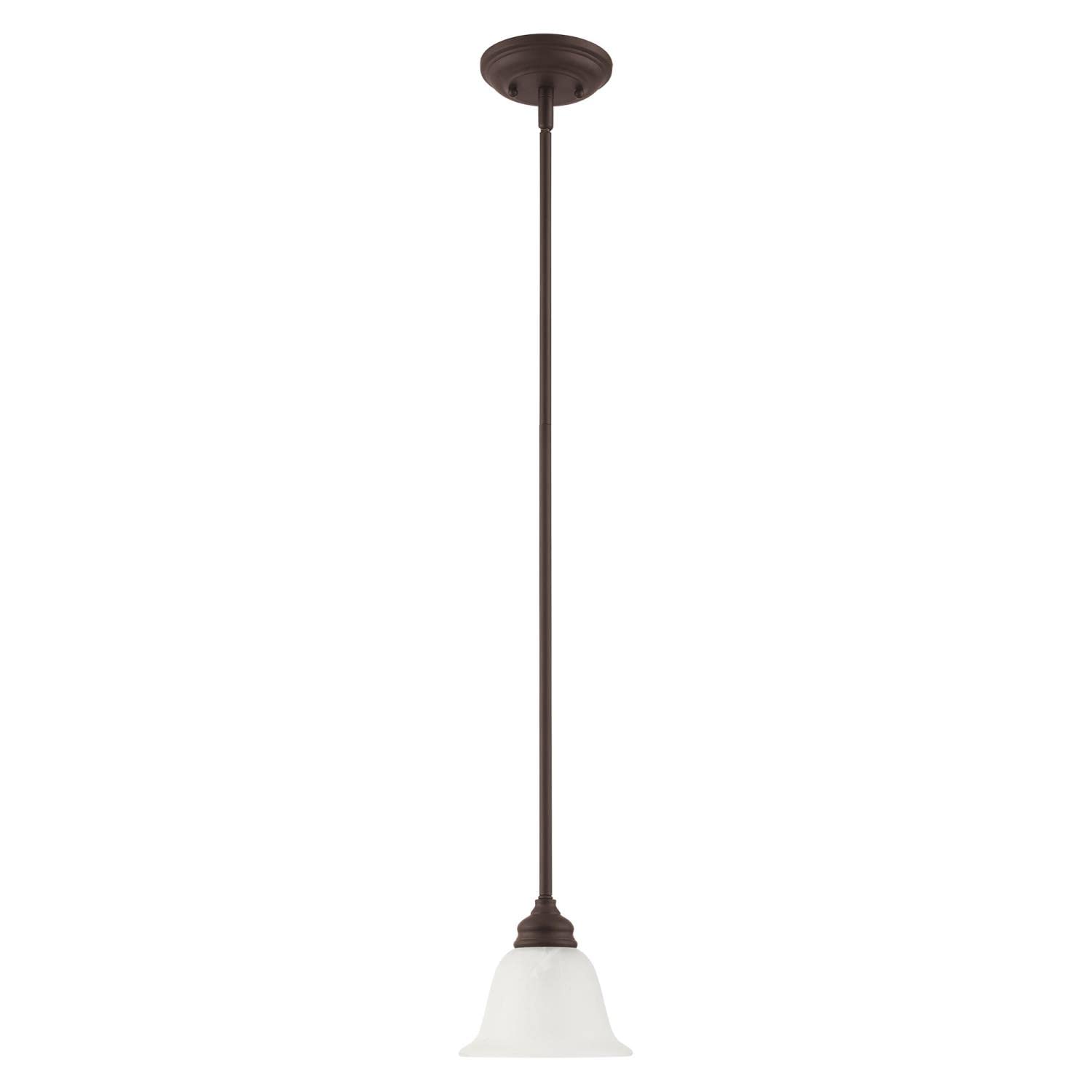 Livex Lighting Es  1-Light Mini Pendant, Alloy Steel, 6.25inL x 6.25inW x 44.5inH, Bronze, Model 1340-07