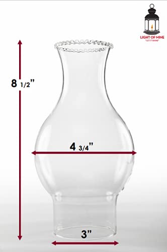Light Of Mine - 3&quot; X 8.5&quot; Chimney With 4.75&quot; Bulge And Beaded Top Oil Lamp Replacement Chimney (3&quot; X 8 1/2&quot; With 4 3/4&quot; Bulge)