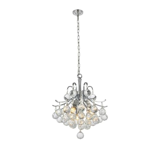 Elegant Lighting Home Decorative Toureg 3-Light Chrome Pendant Lamp with Royal Cut Clear Crystal, 12 Dia x 12 H