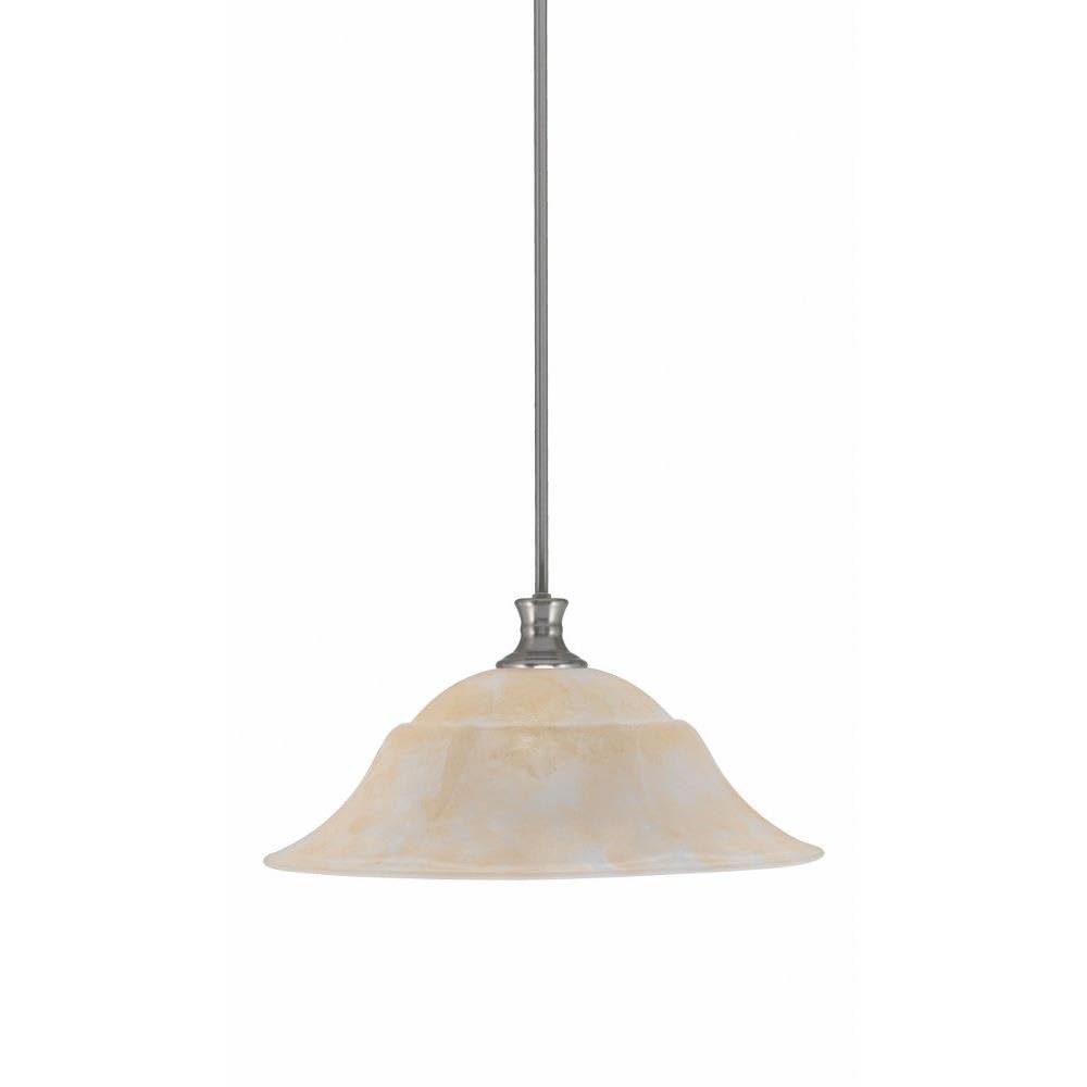 Toltec Lighting 76-BN-53813 Stem - 1 Light Pendant with Hang Straight Swivel-9.5 Inches Tall and 20 Inches Wide, Finish Color: Brushed Nickel, Glass Color: Amber Marble