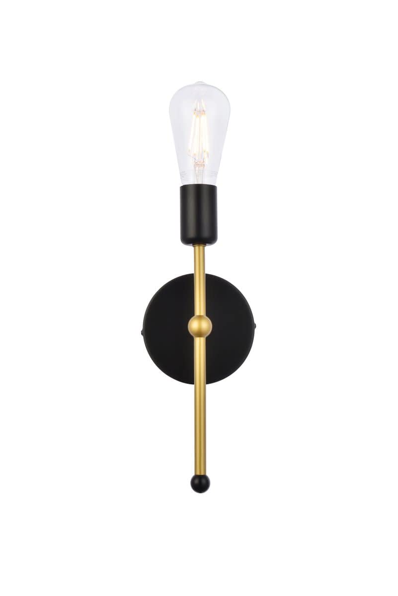 Living District Indoor Modern Home Decorative Bright Ceiling Keely 1 Light Black and Brass Wall Sconce