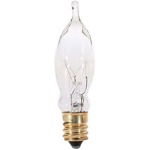 Kor (12 Pack) 7.5Cfc/15/3 7.5W 120 Volt, Flame Candelabra Tip Chandelier Bulb, Clear Ca5 Incandescent, Petite Decorative Lamp, E