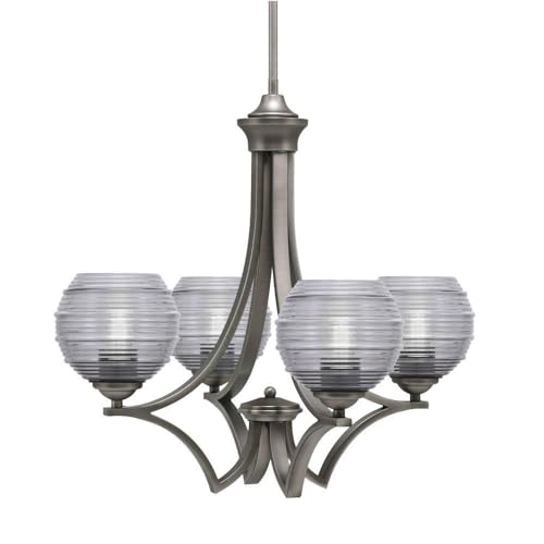 Toltec Lighting 564-Gp-5112 Zilo - 4 Light Uplight Chandelier-19.75 Inches Tall And 21 Inches Wide, Finish Color: Graphite, Glass Color: Smoke Ribbed