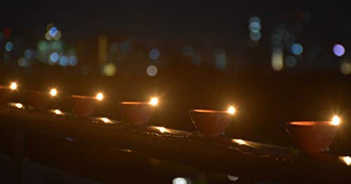 Plastic Electric Diya Series of 10 Diyas with Self Adhesive Tape at the Base