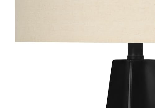 Monarch Specialties I 9726 Lightingtable Lamp, Black Resin, Beige Shade, Modern