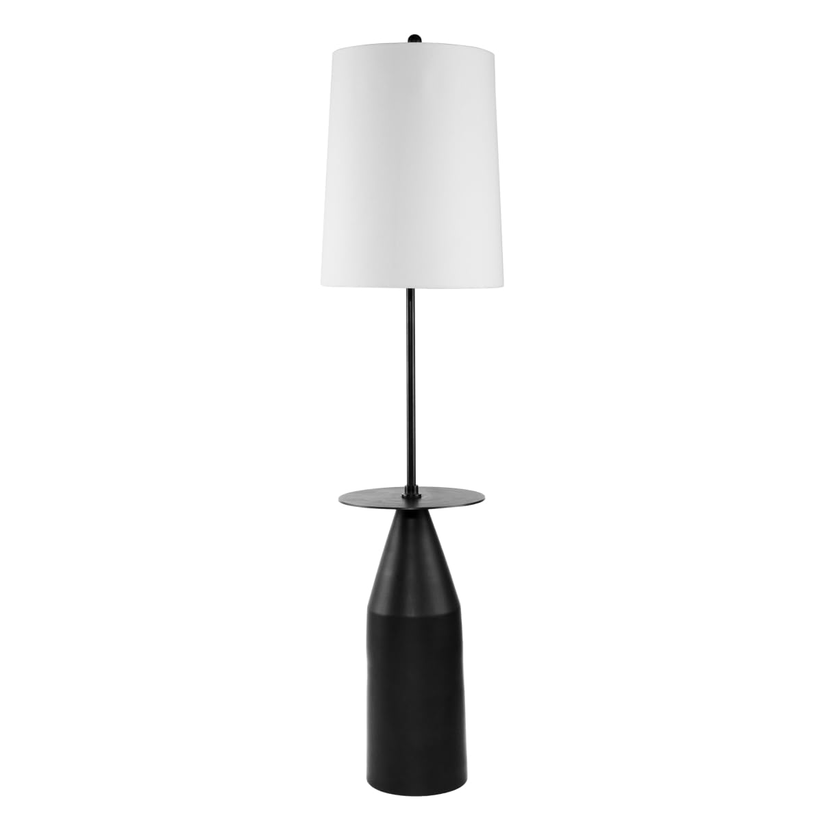 Benzara Modern 61&quot; Floor Lamp - White & Black Drum Shade, Aluminum Frame, Stylish Lighting