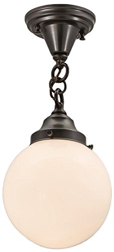 Meyda Tiffany 165492 Revival Schoolhouse White Globe Flush Mount Light Fixture, 8&quot; Width