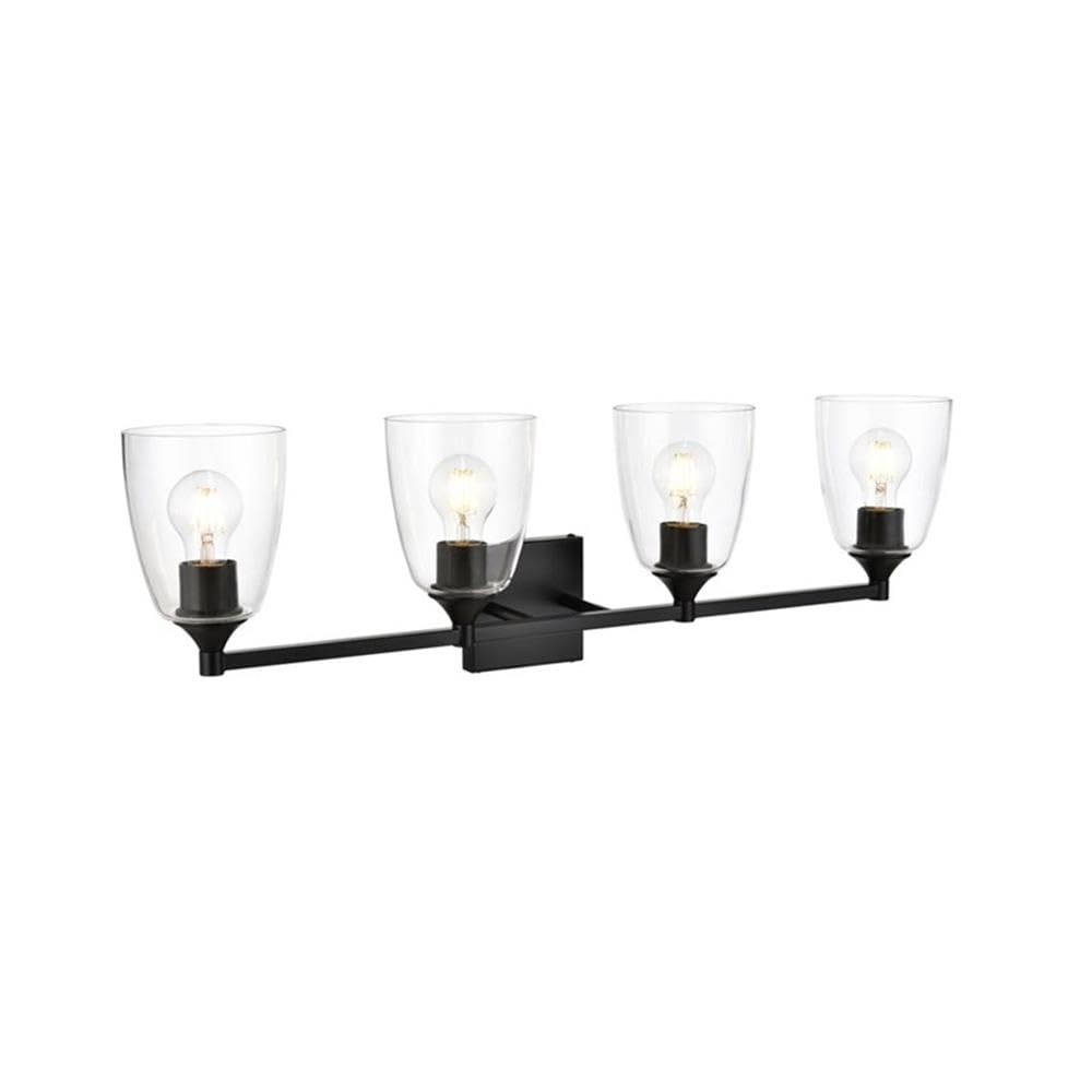 Living District Gianni 4-Light Iron & Glass Bath Sconce in Black/Clear