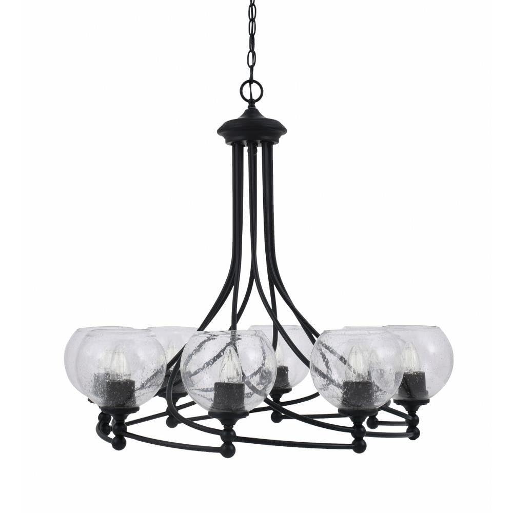 Toltec Lighting 908-Mb-4100 Capri - 8 Light Uplight Chandelier-30.5 Inches Tall And 32.25 Inches Wide, Finish Color: Matte Black, Glass Color: Clear Bubble