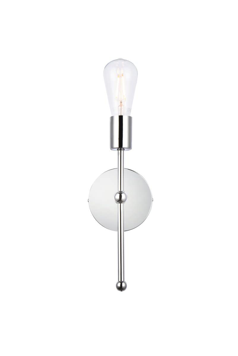 Living District Keely 1-Light Mid-Century Metal Wall Sconce in Chrome