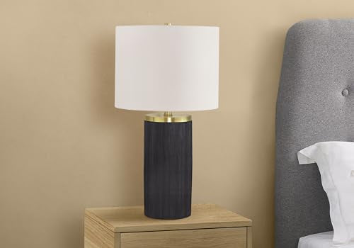 Monarch Specialties 9710 Lightingtable Lamp, Black Concrete, Ivory/Cream Shade, Modern Lighting-24 H Table, 13&quot; L X 13&quot; W X 24&quot; H