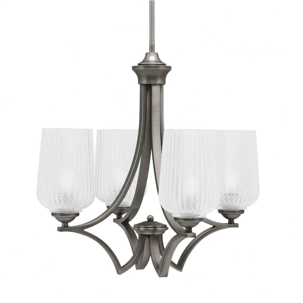 Toltec Lighting 564-Gp-4250 Zilo - 4 Light Uplight Chandelier-19.75 Inches Tall And 20.25 Inches Wide, Finish Color: Graphite, Glass Color: Clear Textured