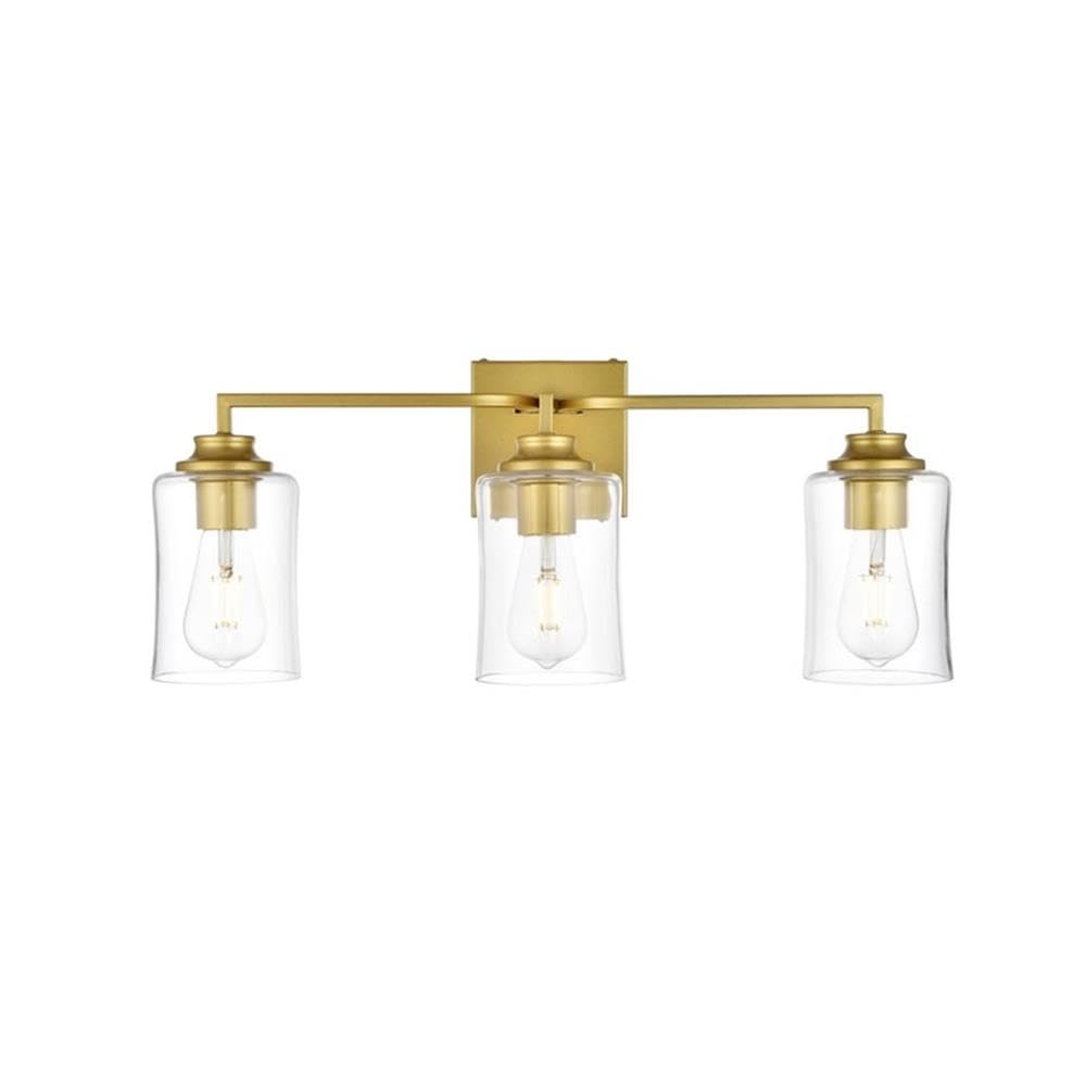 Living District Ronnie 3-Light Iron & Glass Bath Sconce in Brass/Clear