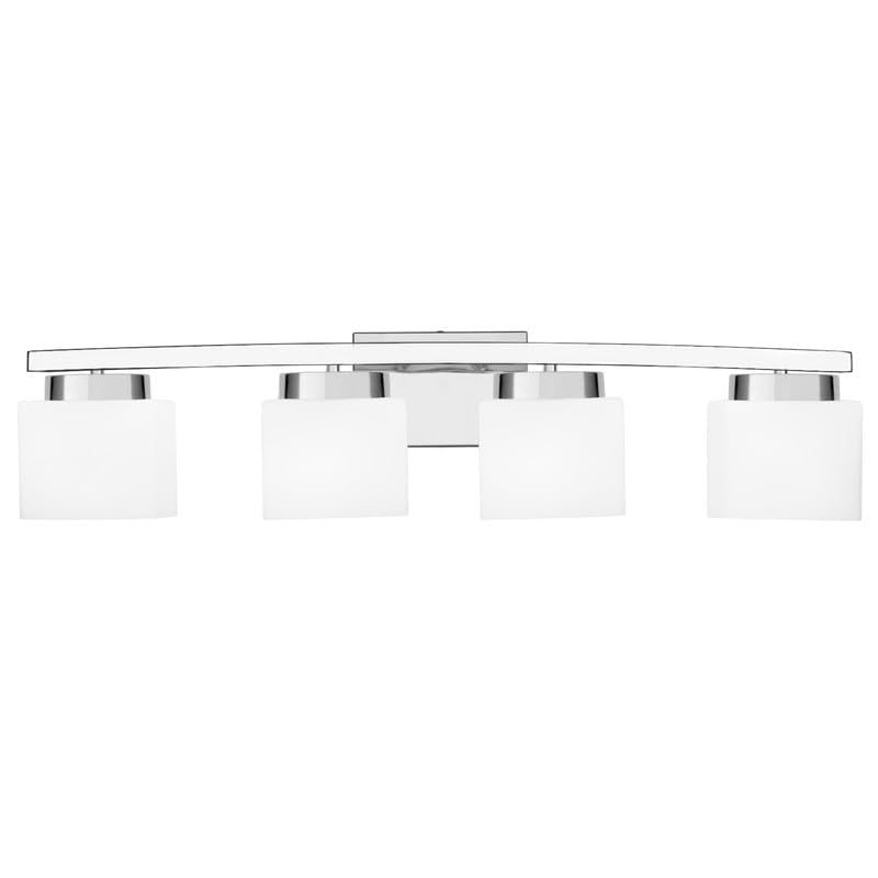 Dosoty 4-Light Modern Chrome Vanity Light Fixture with White Glass Shade for Bathroom Over Mirror, 31.5 Inches