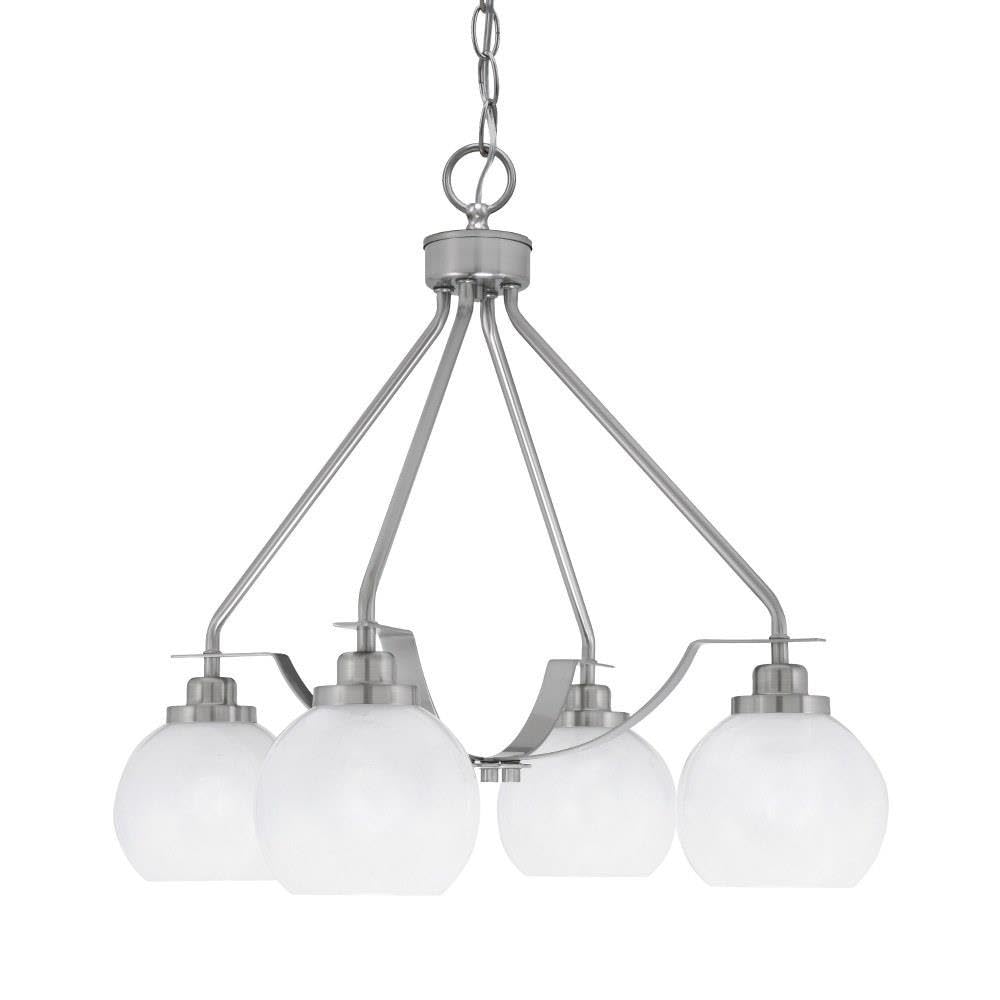Toltec Lighting 2604-Bn-4101 Odyssey - 3 Light Downlight Chandelier-21.25 Inches Tall And 17.5 Inches Wide, Finish Color: Brushed Nickel, Glass Color: White Marble