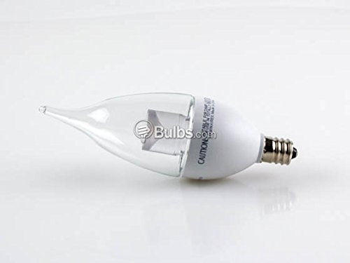 TCP Candelabra LED Bulb, 5W (40W Equiv.), Dimmable, Warm White, Model LED5E12F1127K, Flame Tip, 300 Lm