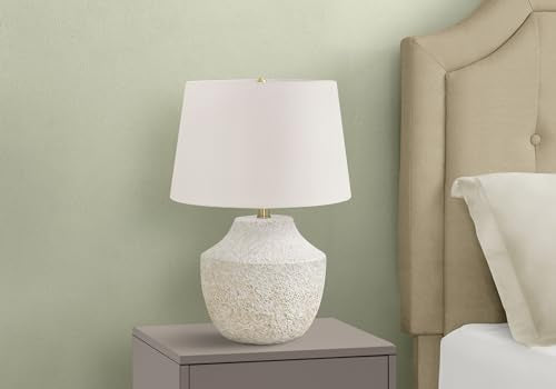 Monarch Specialties I 9729 Lightingtable Lamp, Cream Concrete, Ivory/Cream Shade, Modern