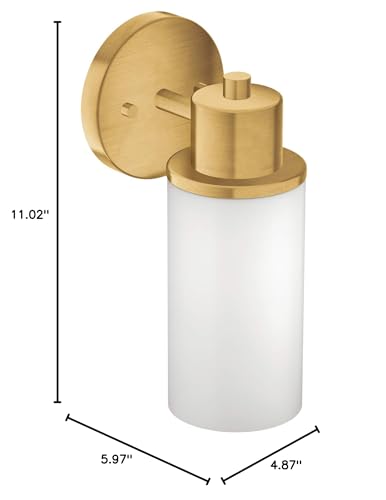 Moen Dn0761Bg Iso 1-Light Dual-Mount Bath Bathroom Vanity Fixture With Frosted Glass, Brushed Gold