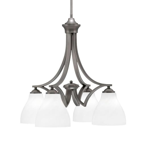 Toltec Lighting 568-Gp-4761 Zilo - 4 Light Downlight Chandelier-20.75 Inches Tall And 21.5 Inches Wide, Finish Color: Graphite, Glass Color: White Marble