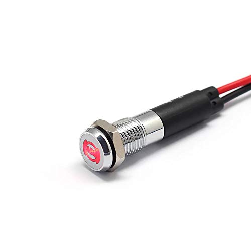 Alpinetech PL8MS 8mm 5/16 12V LED Metal Signal Indicator Pilot Dash Light with Symbols (ABS)