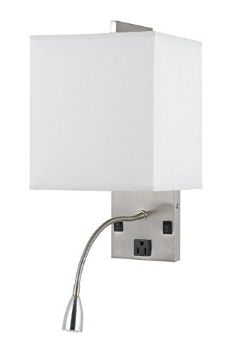 Cal Lighting La-8029Wl-1-Bs Transitional One Light Wall Lamp In Pewter, Nickel, Silver Finish, 8.00 Inches