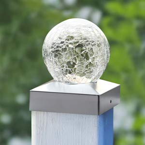 SUNNYPARK Solar Fence Post Cap Light, 4x4, Color Changing, Waterproof, 2 Pack, Glass Design