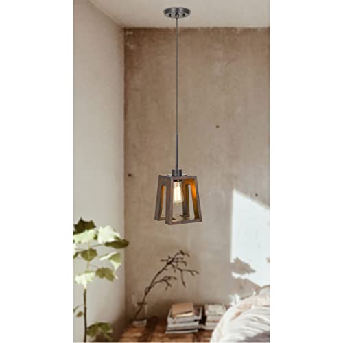 Cal Lighting Fx-3739-1 Transitional One Light Pendant From Biel Collection In Bronze/Dark Finish, 7.00 Inches