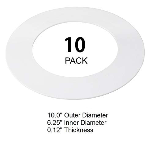 10 Pack Gloss White Goof Trim Ring For Recessed Can Lighting Down Light, Outer Diameter 10 Inches, Inner Diameter 6.2 Inches