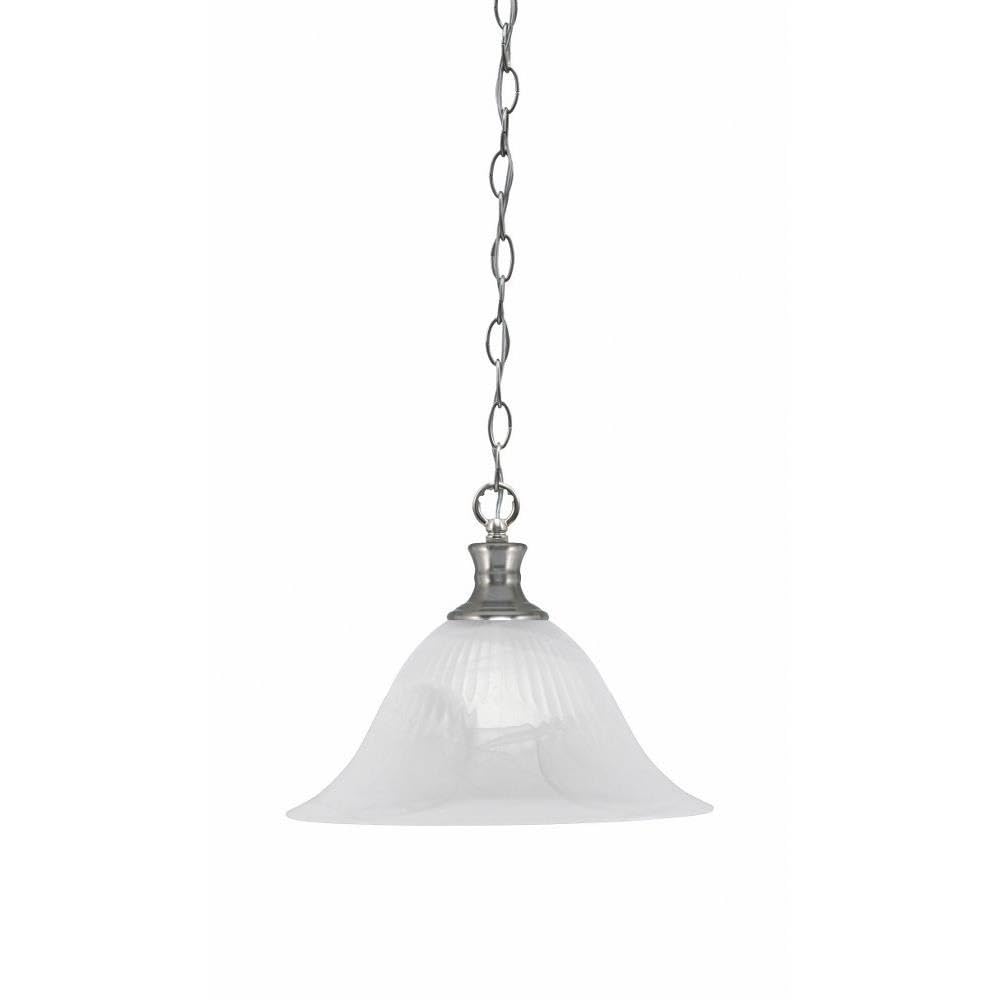 Toltec Lighting 96-BN-5831 Chain - 1 Light Chain Hung Pendant-10.75 Inches Tall and 14 Inches Wide, Finish Color: Brushed Nickel, Glass Color: White Alabaster