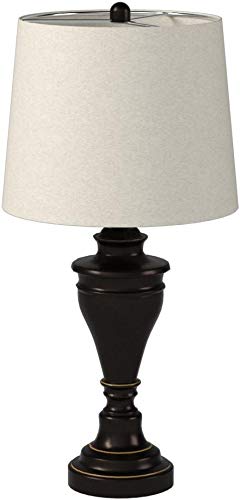 Signature Design by Ashley Darlita Table Lamp Set, 29", Metal & Fabric, Dark Brown with White Shade, Model L204024