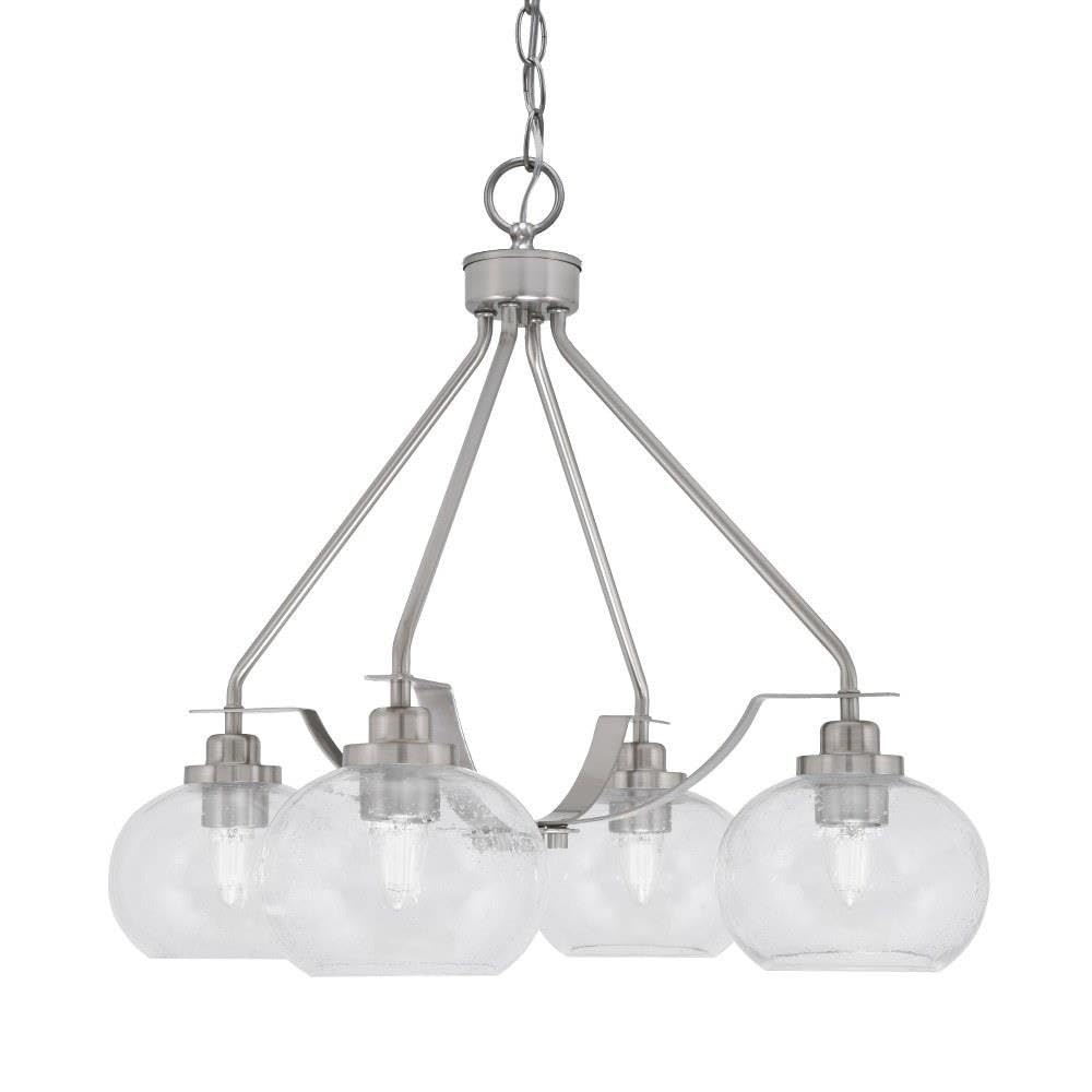 Toltec Lighting 2604-Bn-202 Odyssey - 3 Light Downlight Chandelier-21.5 Inches Tall And 19 Inches Wide, Finish Color: Brushed Nickel, Glass Color: Clear Bubble