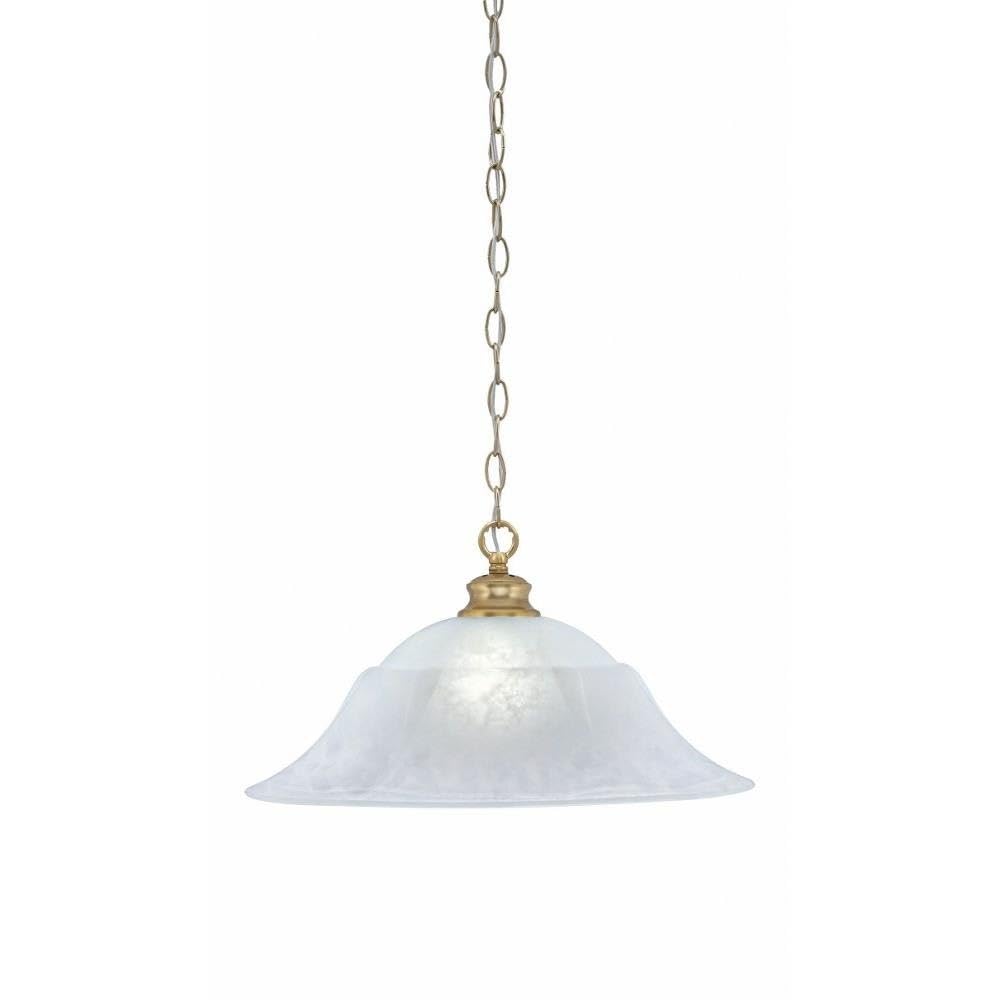 Toltec Lighting 92-NAB-53815 Chain - 1 Light Chain Hung Pendant-10.25 Inches Tall and 20 Inches Wide, Finish Color: New Age Brass, Glass Color: White Marble