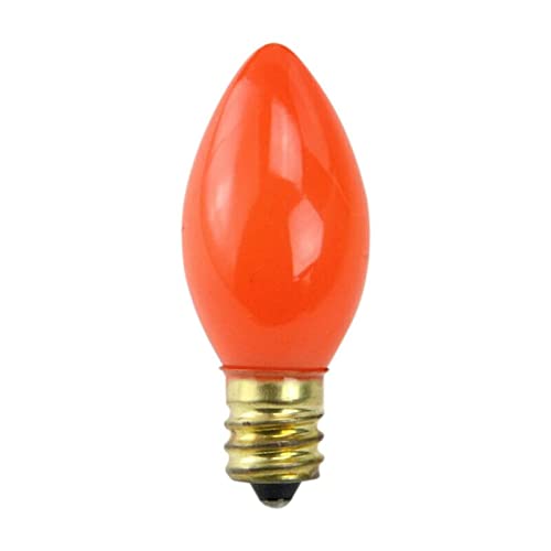C7 Christmas Lights Replacement Bulbs - C7 Replacement Bulbs - E12 Candelabra Base - 5 Watt, 120 Volt - Set Of 25 (Orange)