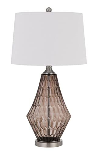 Cal 150W 3 Way Conover Glass Table Lamp With Hardbadk Taper Drum Fabric Shade, Off-White, (Bo-2970Tb)